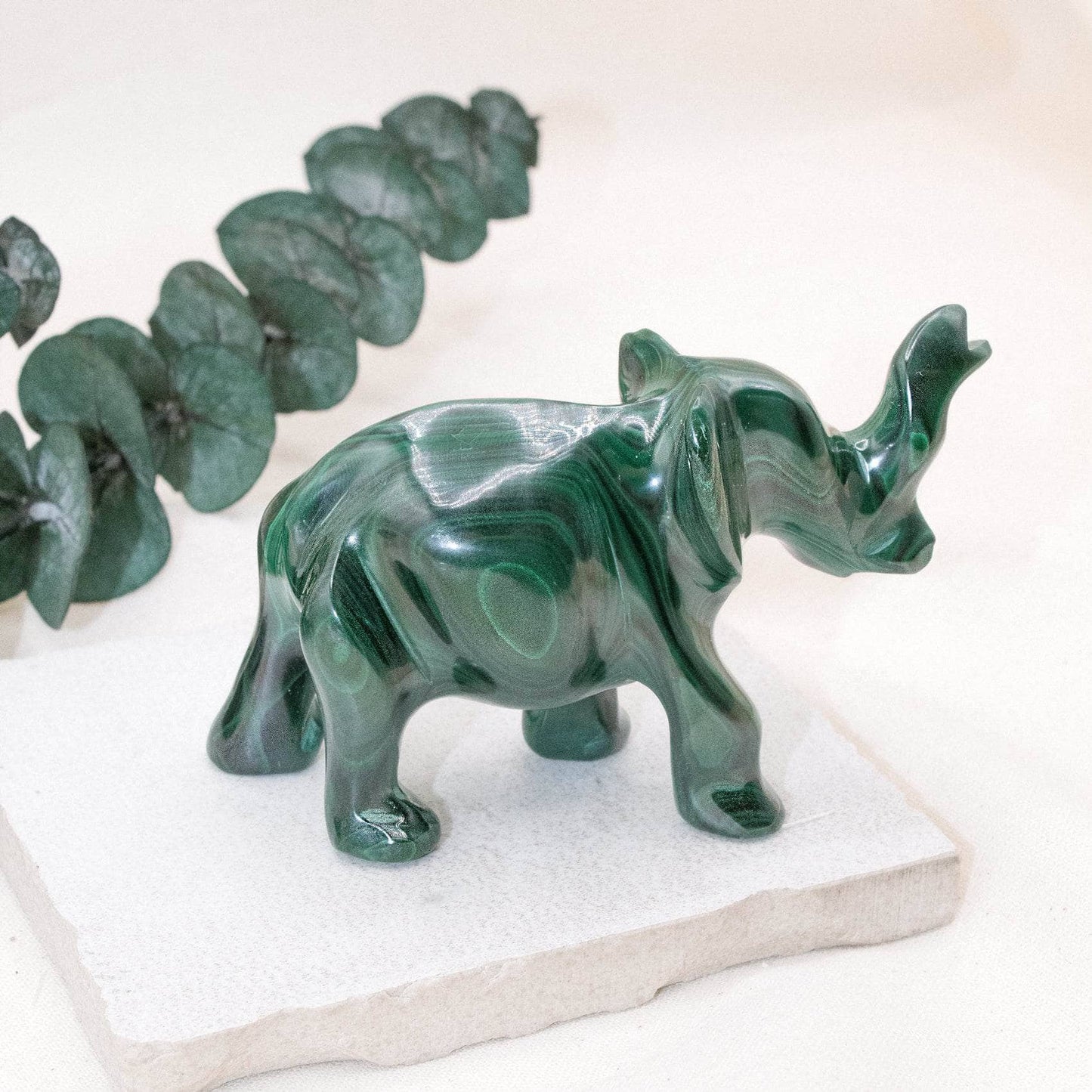 Genuine Malachite Elephants - Hand Carved - 1 of a Kind