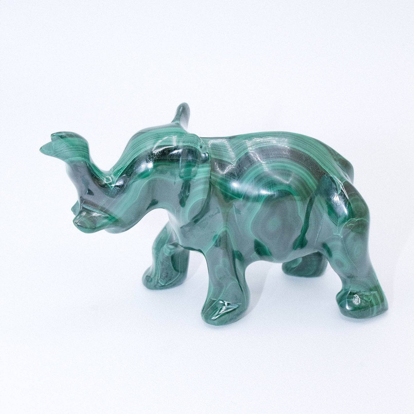 Genuine Malachite Elephants - Hand Carved - 1 of a Kind