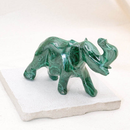 Genuine Malachite Elephants - Hand Carved - 1 of a Kind
