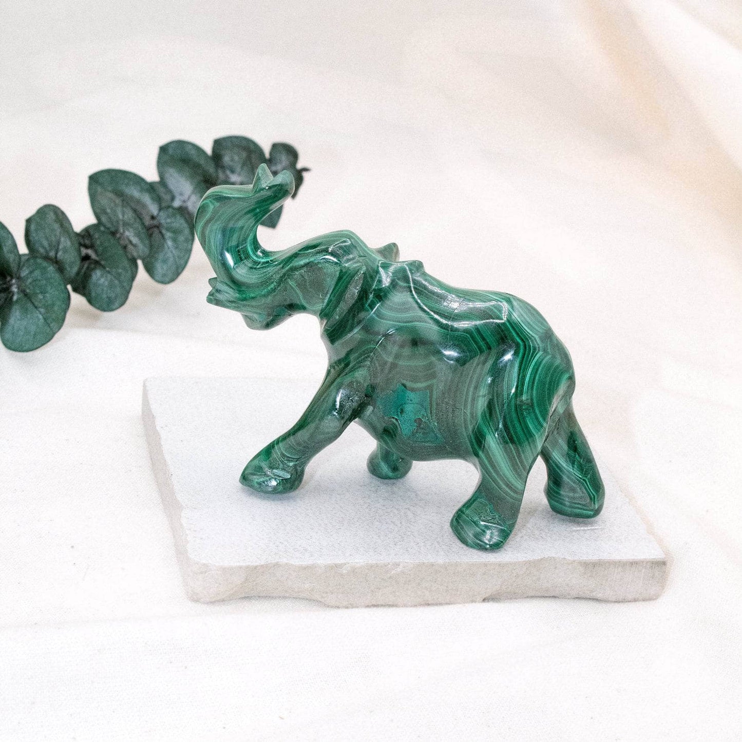 Genuine Malachite Elephants - Hand Carved - 1 of a Kind