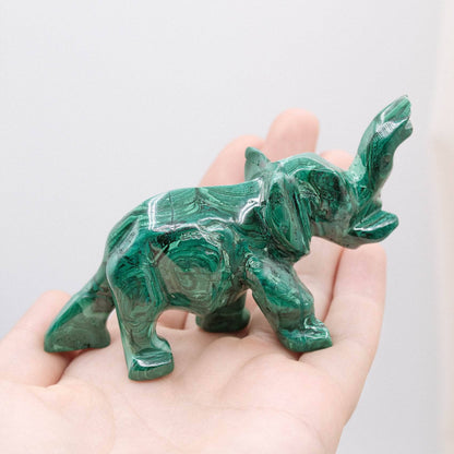 Genuine Malachite Elephants - Hand Carved - 1 of a Kind