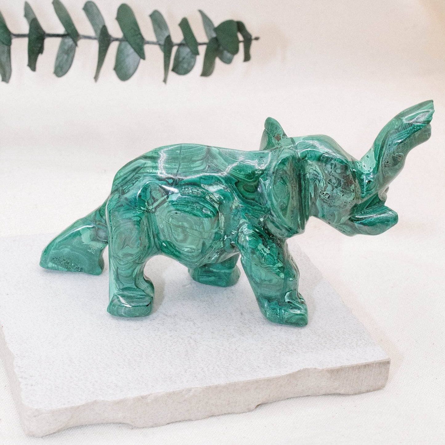 Genuine Malachite Elephants - Hand Carved - 1 of a Kind