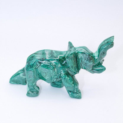 Genuine Malachite Elephants - Hand Carved - 1 of a Kind