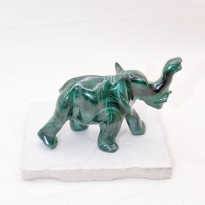 Genuine Malachite Elephants - Hand Carved - 1 of a Kind