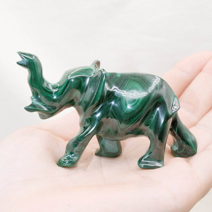 Genuine Malachite Elephants - Hand Carved - 1 of a Kind