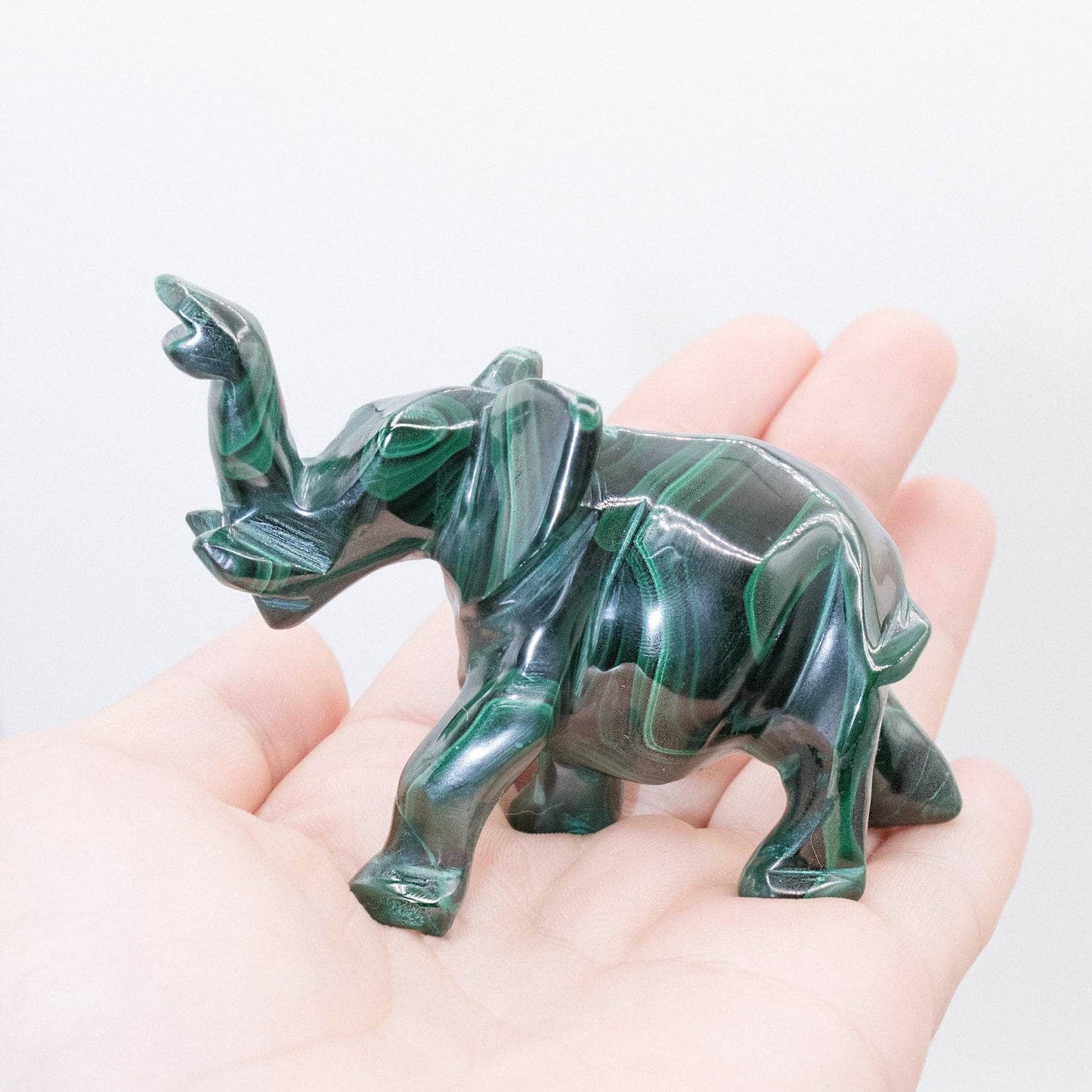 Genuine Malachite Elephants - Hand Carved - 1 of a Kind