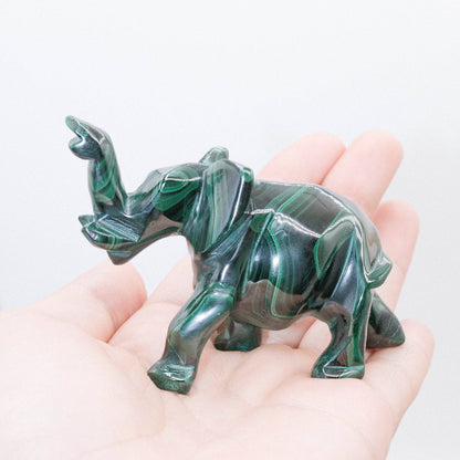 Genuine Malachite Elephants - Hand Carved - 1 of a Kind