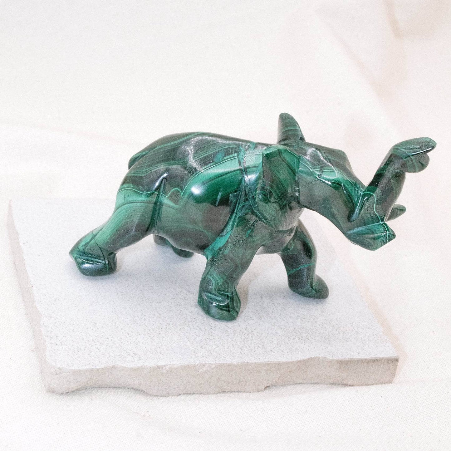Genuine Malachite Elephants - Hand Carved - 1 of a Kind