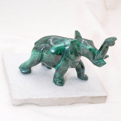 Genuine Malachite Elephants - Hand Carved - 1 of a Kind