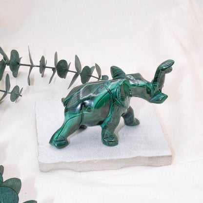 Genuine Malachite Elephants - Hand Carved - 1 of a Kind