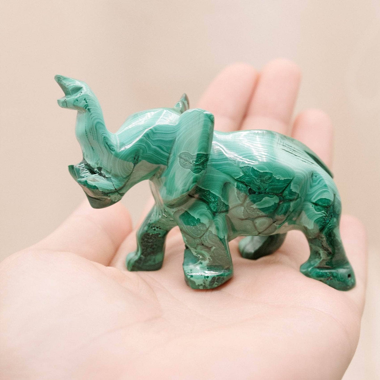 Genuine Malachite Elephants - Hand Carved - 1 of a Kind