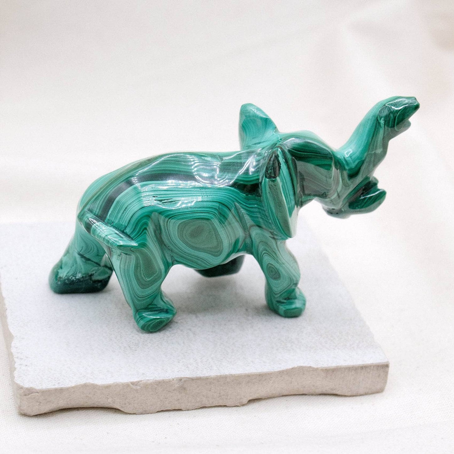 Genuine Malachite Elephants - Hand Carved - 1 of a Kind