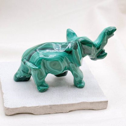 Genuine Malachite Elephants - Hand Carved - 1 of a Kind