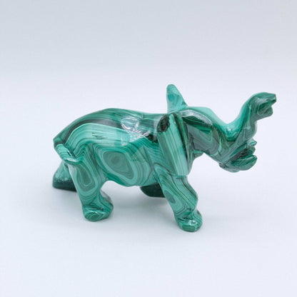 Genuine Malachite Elephants - Hand Carved - 1 of a Kind