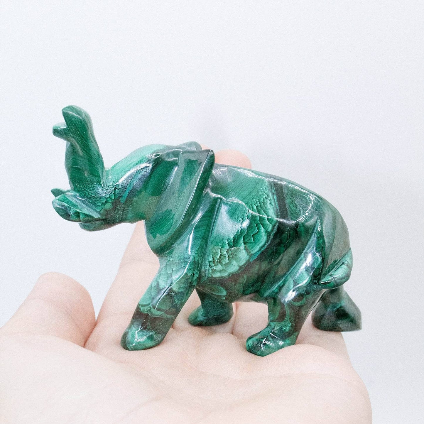 Genuine Malachite Elephants - Hand Carved - 1 of a Kind