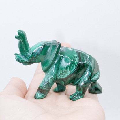 Genuine Malachite Elephants - Hand Carved - 1 of a Kind