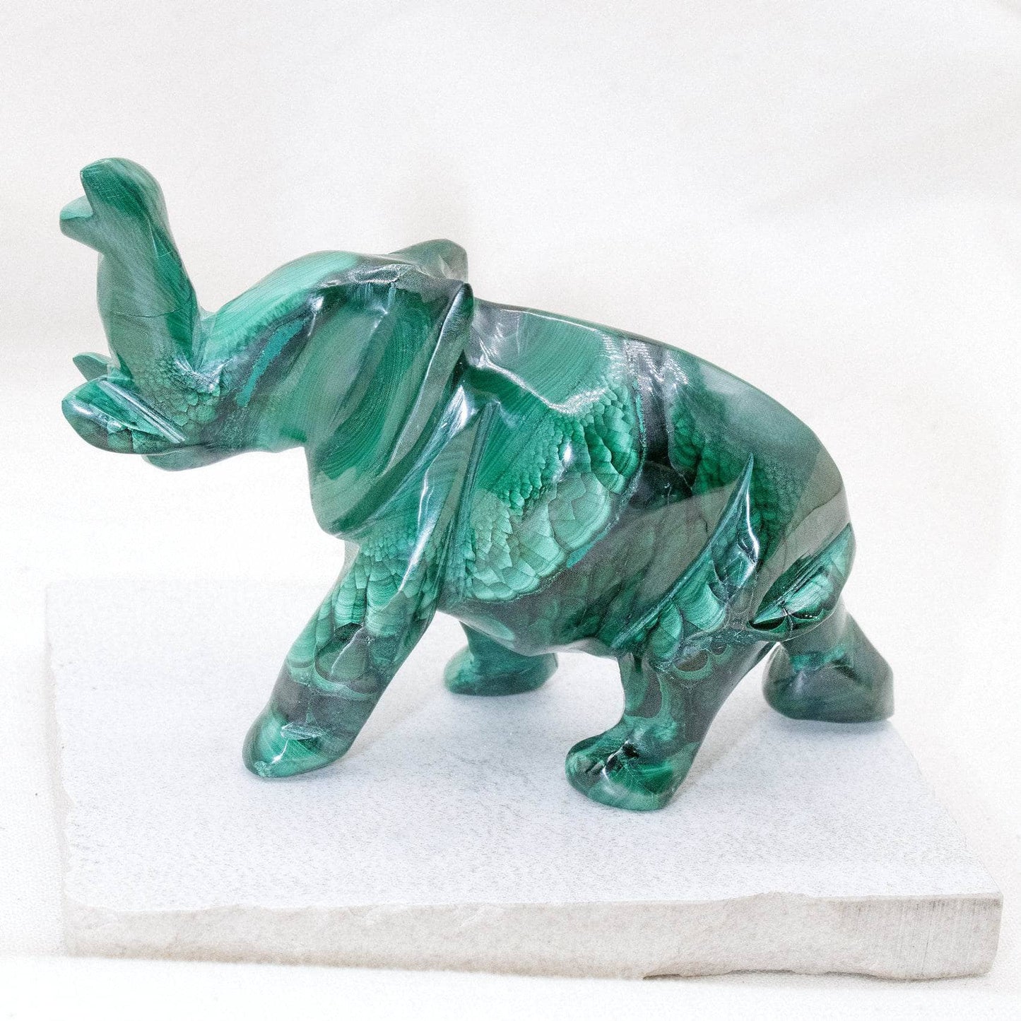 Genuine Malachite Elephants - Hand Carved - 1 of a Kind