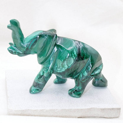 Genuine Malachite Elephants - Hand Carved - 1 of a Kind