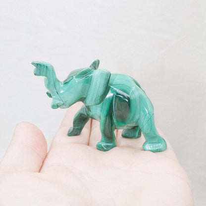 Genuine Malachite Elephants - Hand Carved - 1 of a Kind