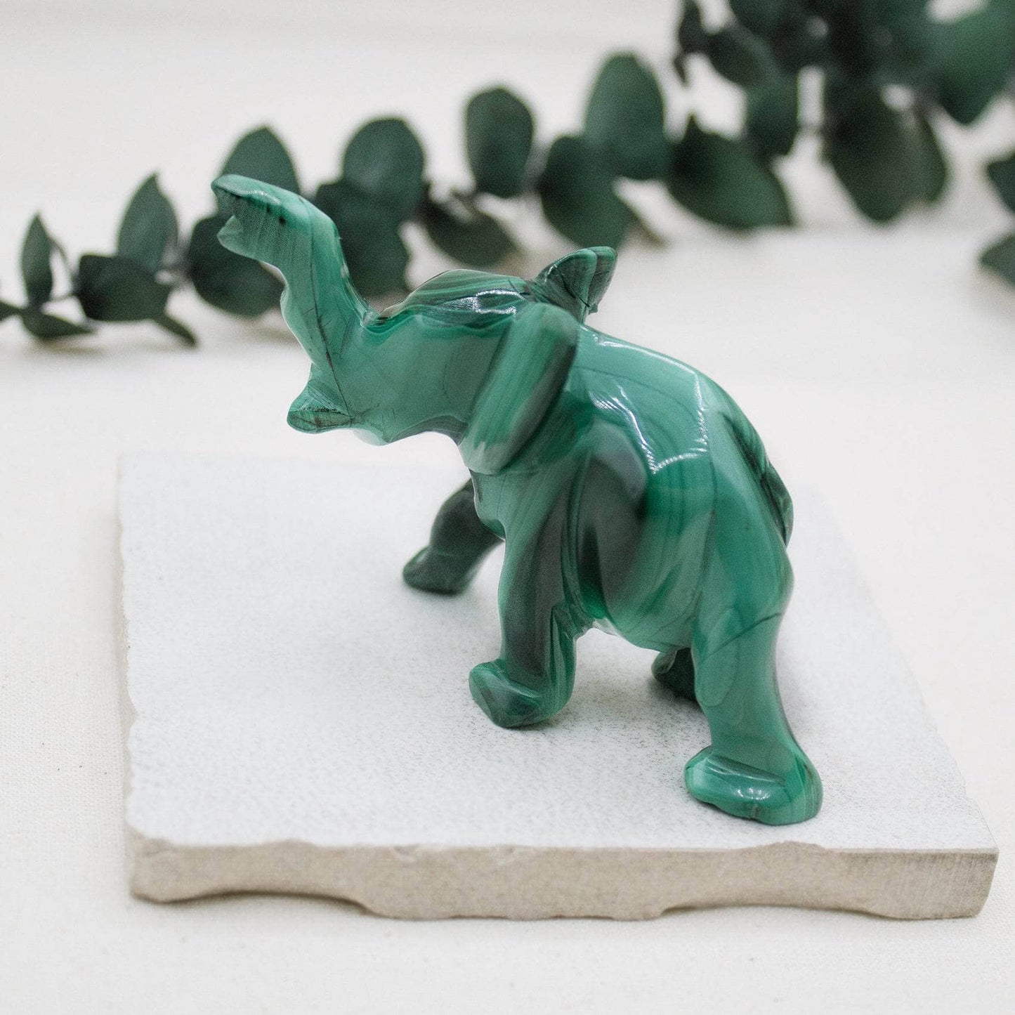 Genuine Malachite Elephants - Hand Carved - 1 of a Kind