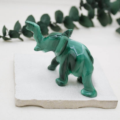 Genuine Malachite Elephants - Hand Carved - 1 of a Kind