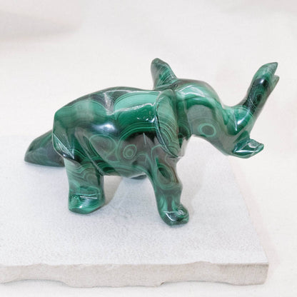 Genuine Malachite Elephants - Hand Carved - 1 of a Kind