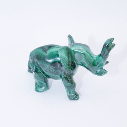 Genuine Malachite Elephants - Hand Carved - 1 of a Kind