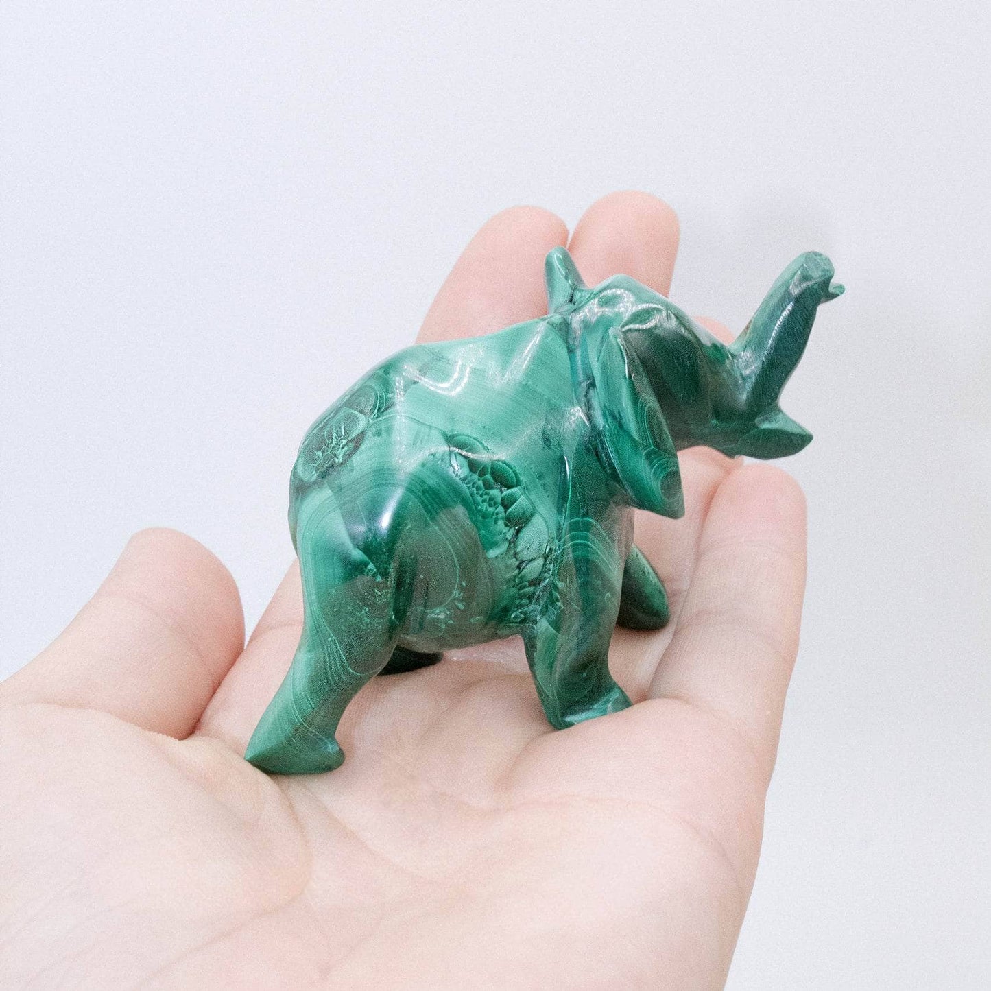 Genuine Malachite Elephants - Hand Carved - 1 of a Kind