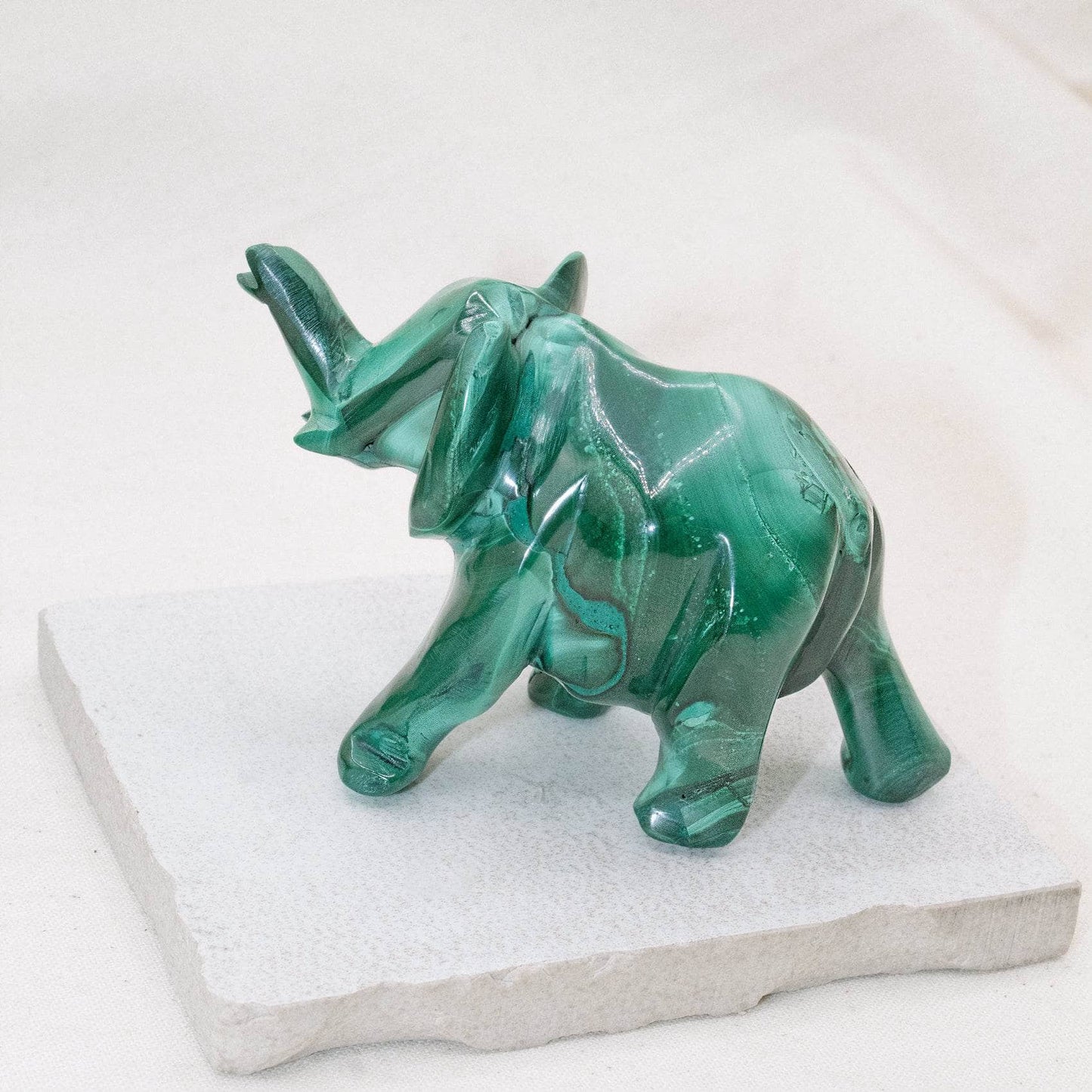 Genuine Malachite Elephants - Hand Carved - 1 of a Kind