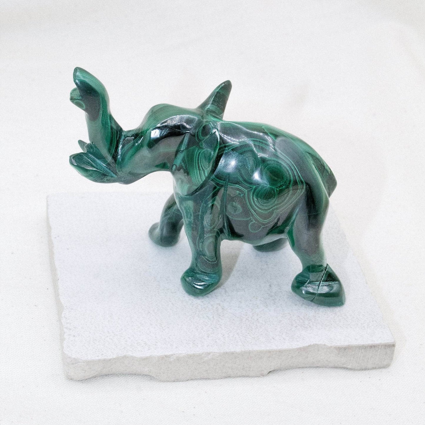 Genuine Malachite Elephants - Hand Carved - 1 of a Kind