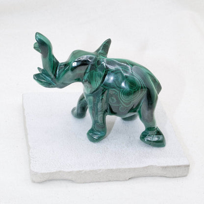 Genuine Malachite Elephants - Hand Carved - 1 of a Kind