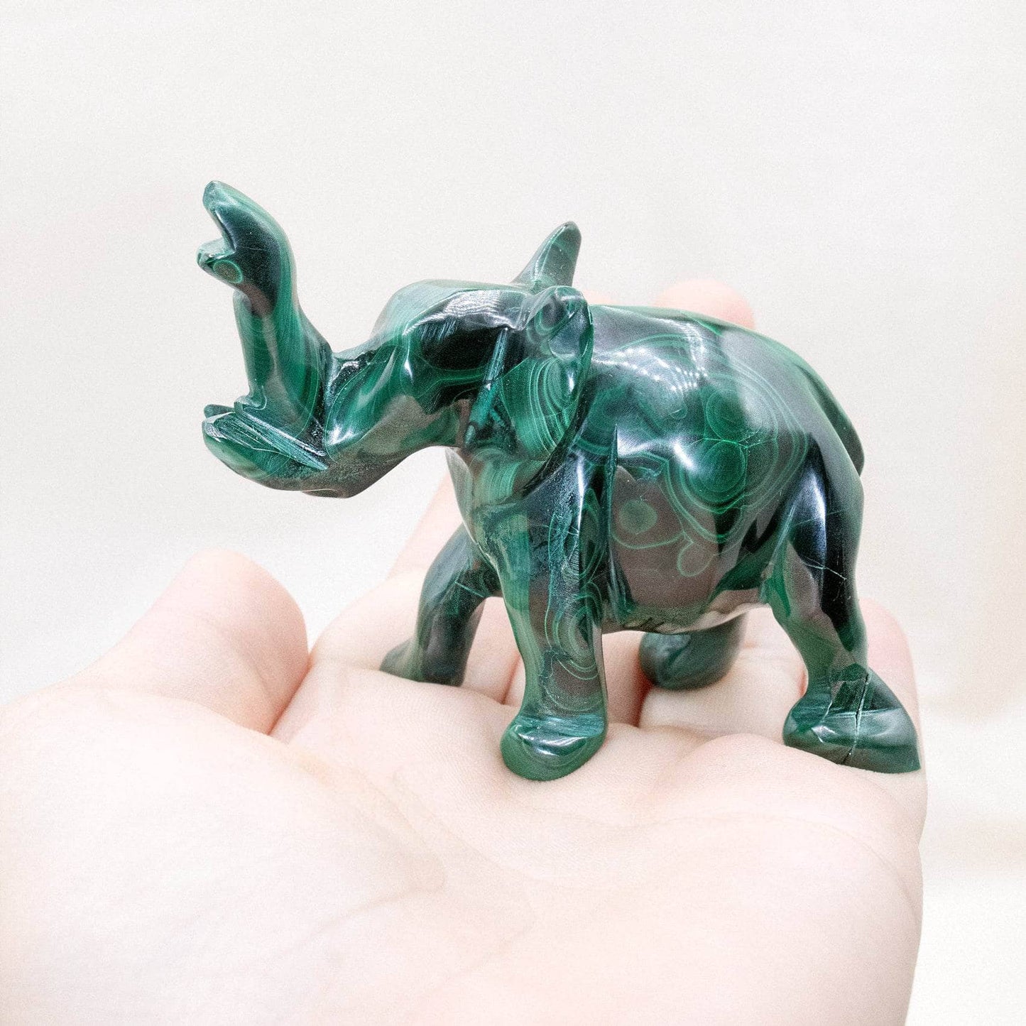 Genuine Malachite Elephants - Hand Carved - 1 of a Kind