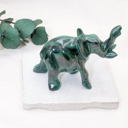 Genuine Malachite Elephants - Hand Carved - 1 of a Kind