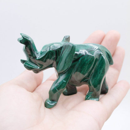 Genuine Malachite Elephants - Hand Carved - 1 of a Kind
