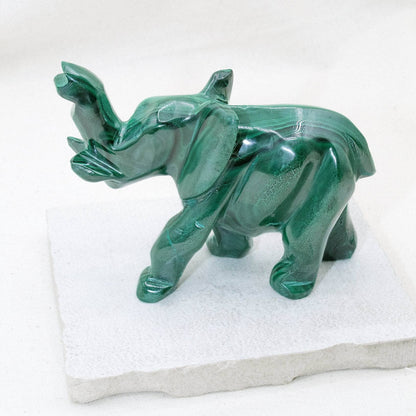 Genuine Malachite Elephants - Hand Carved - 1 of a Kind