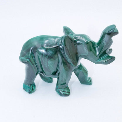 Genuine Malachite Elephants - Hand Carved - 1 of a Kind