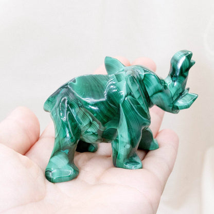 Genuine Malachite Elephants - Hand Carved - 1 of a Kind