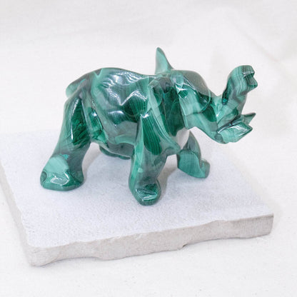 Genuine Malachite Elephants - Hand Carved - 1 of a Kind
