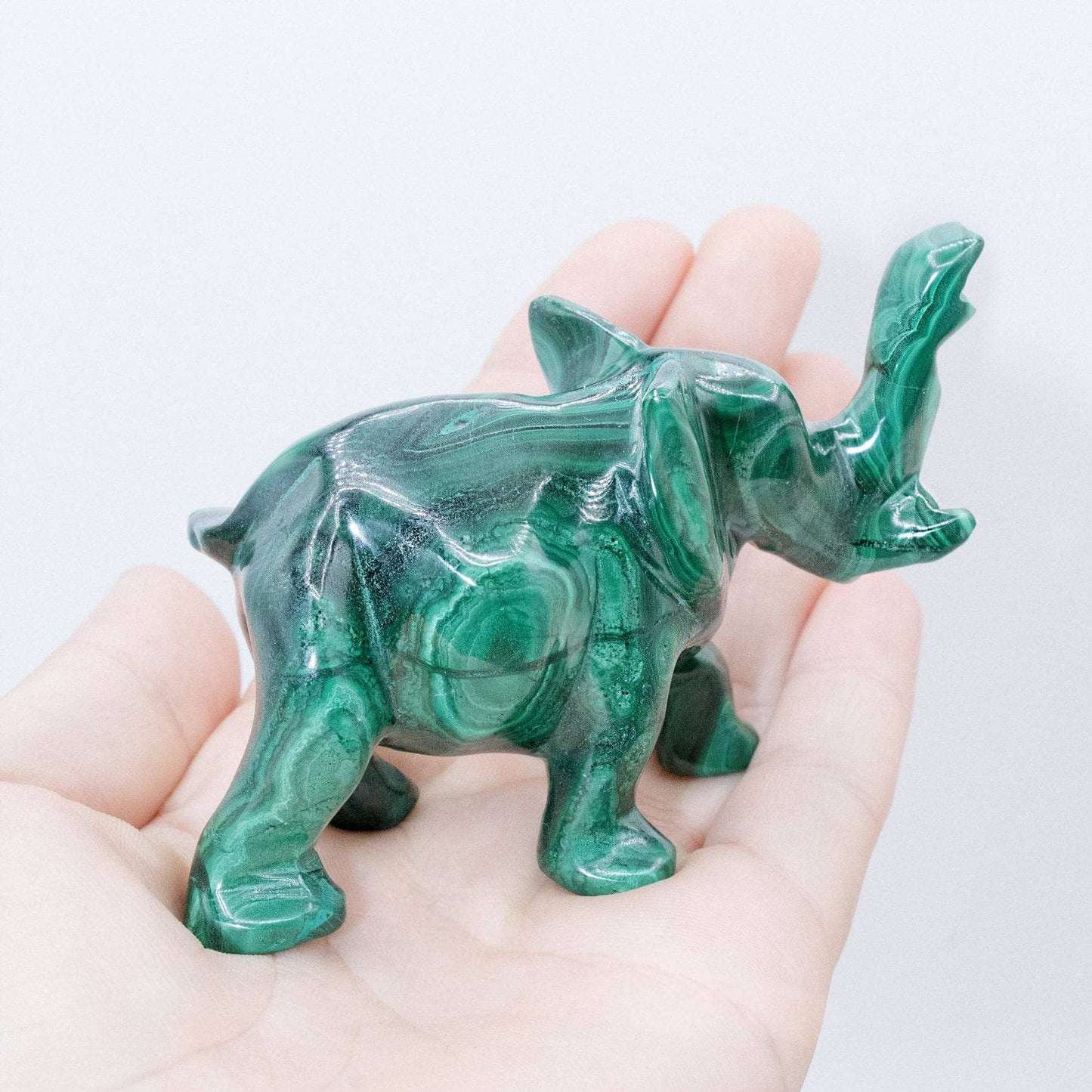 Genuine Malachite Elephants - Hand Carved - 1 of a Kind