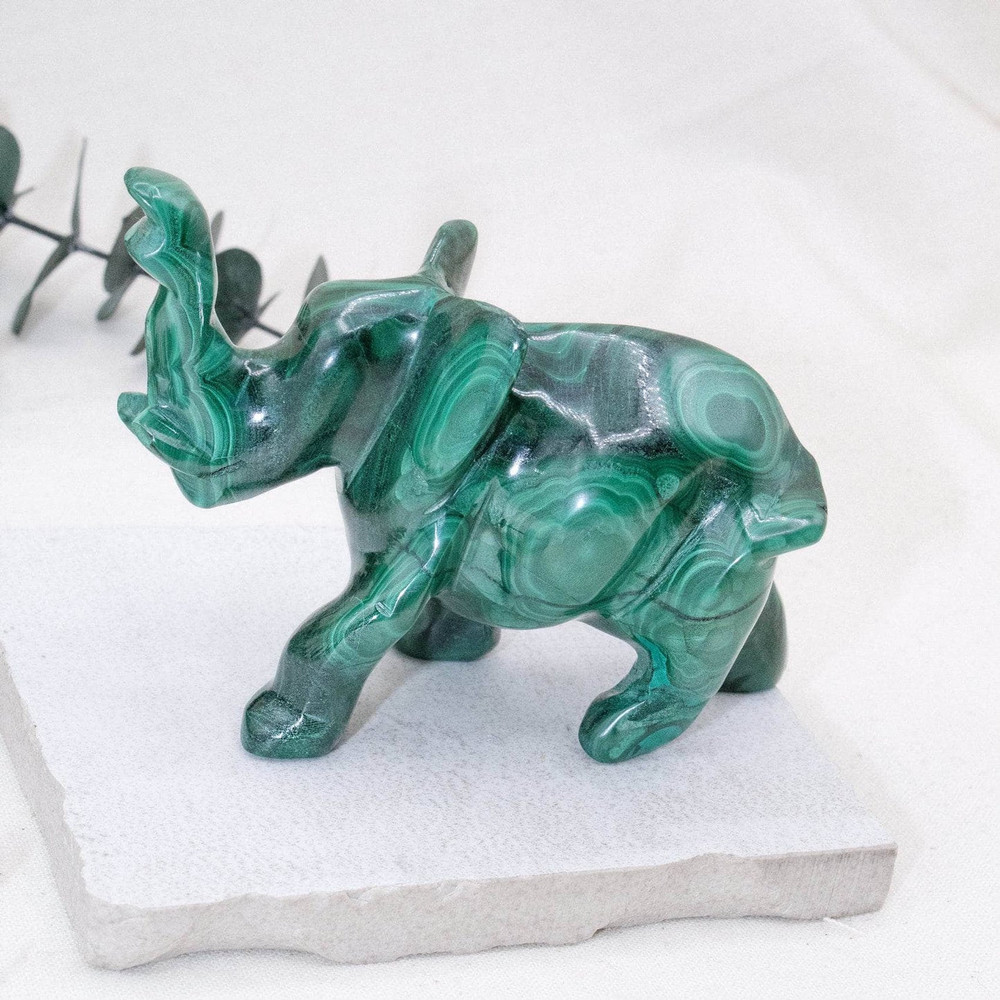 Genuine Malachite Elephants - Hand Carved - 1 of a Kind