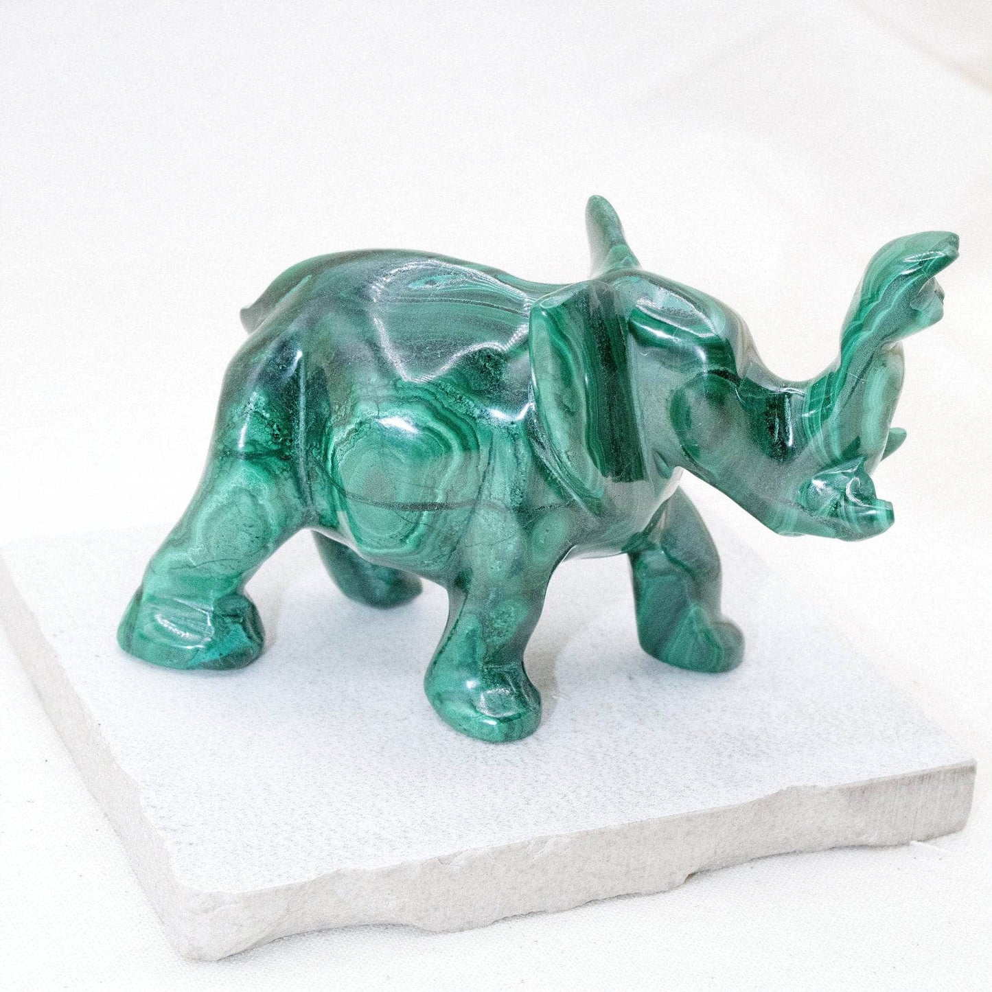 Genuine Malachite Elephants - Hand Carved - 1 of a Kind