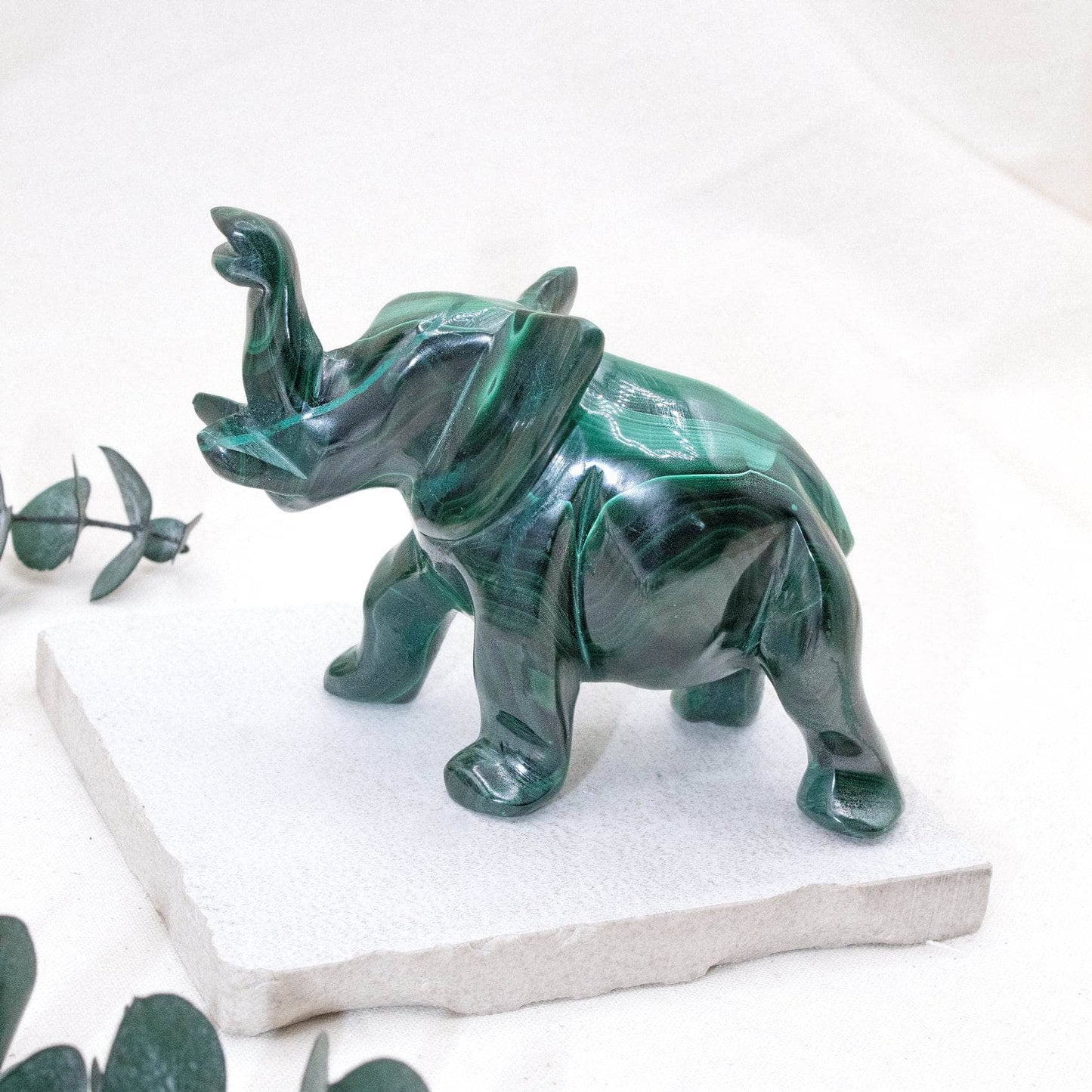 Genuine Malachite Elephants - Hand Carved - 1 of a Kind
