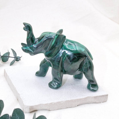 Genuine Malachite Elephants - Hand Carved - 1 of a Kind