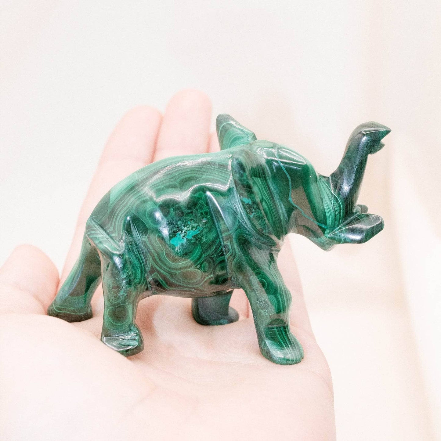 Genuine Malachite Elephants - Hand Carved - 1 of a Kind