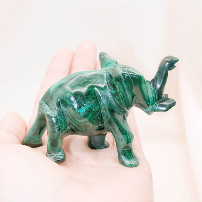 Genuine Malachite Elephants - Hand Carved - 1 of a Kind