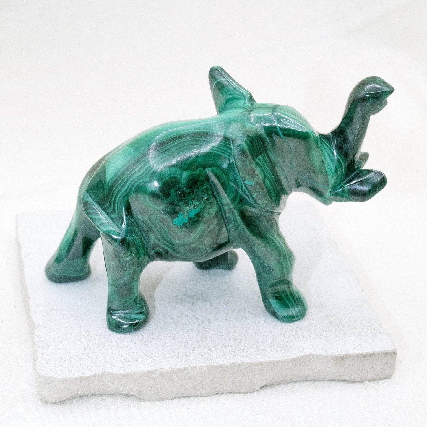 Genuine Malachite Elephants - Hand Carved - 1 of a Kind