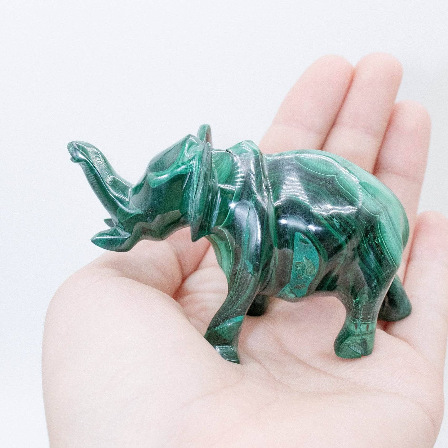 Genuine Malachite Elephants - Hand Carved - 1 of a Kind