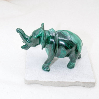 Genuine Malachite Elephants - Hand Carved - 1 of a Kind