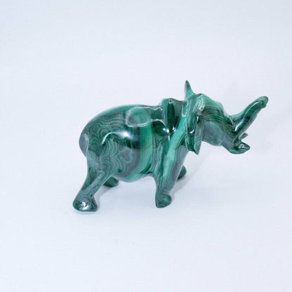 Genuine Malachite Elephants - Hand Carved - 1 of a Kind