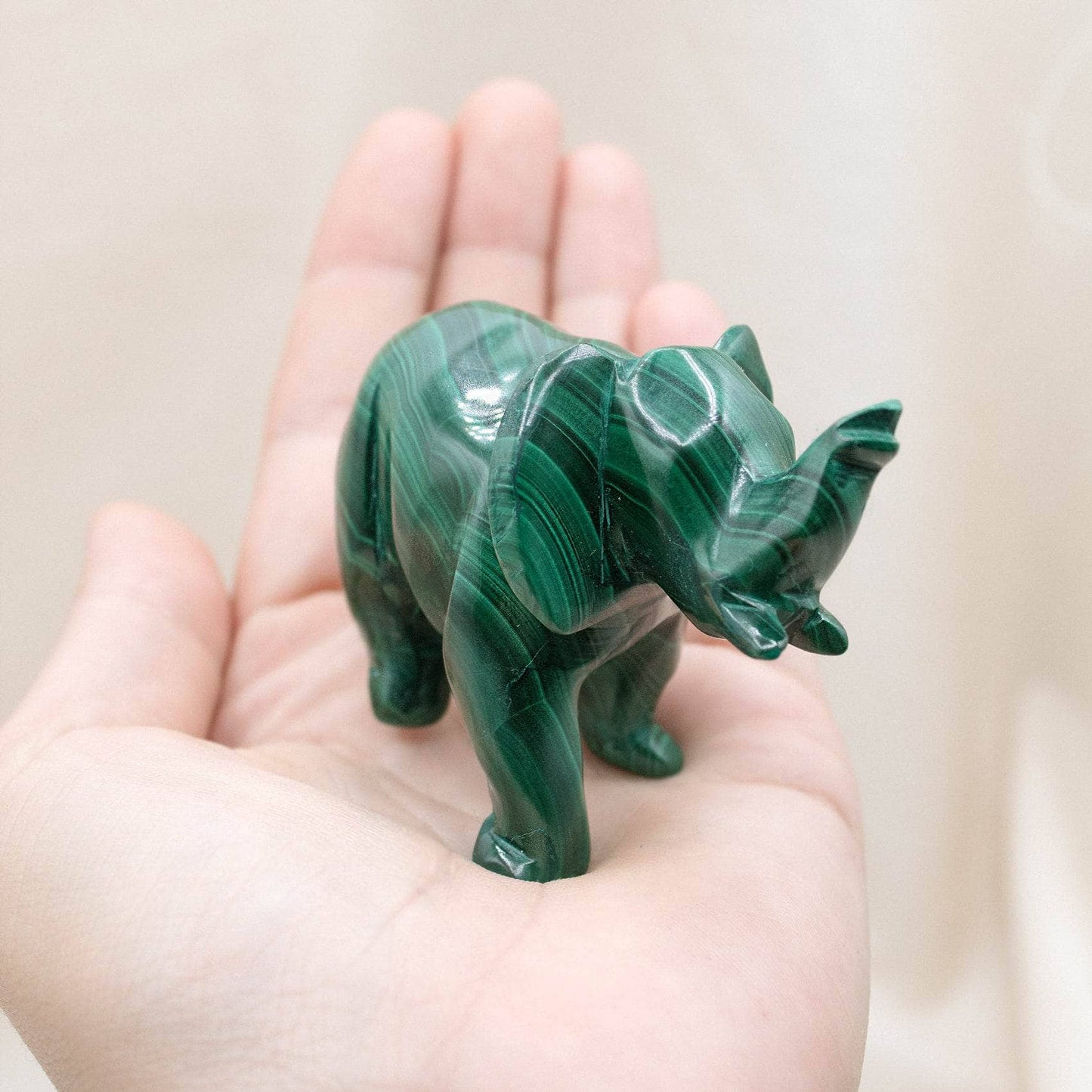 Genuine Malachite Elephants - Hand Carved - 1 of a Kind